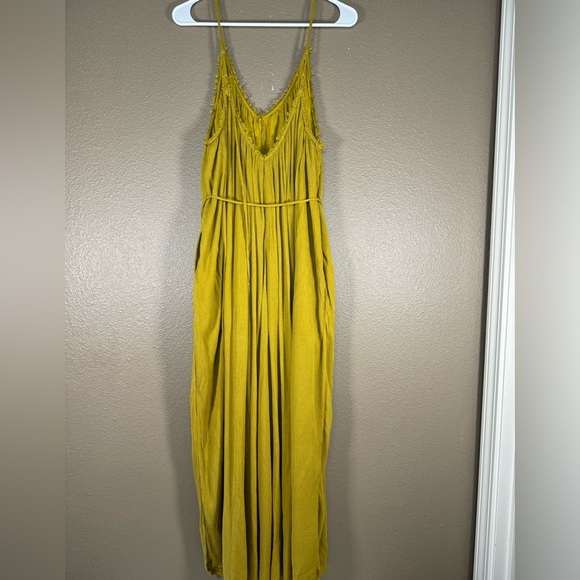 Urban Outfitters Kiari Wide Leg palazzo Jumpsuit Dress yellow Summer Solid H - Picture 7 of 12